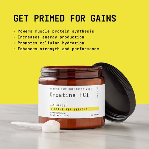 BEYOND RAW Chemistry Labs Creatine HCl Powder | Improves Muscle Performance | 120 Servings