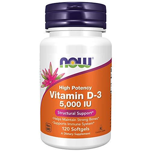 NOW Foods Supplements, Vitamin D-3 5,000 IU, High Potency, Structural Support*, 120 Softgels