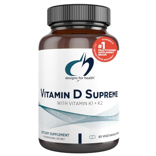 Designs for Health Vitamin D Supreme - Vitamin D 5000 IU with 2000mcg Vitamin K as MK4 for Bone Health, Heart Health & Immune Support - Vitamin D3 Enhanced with GG Supplement (60 Capsules)