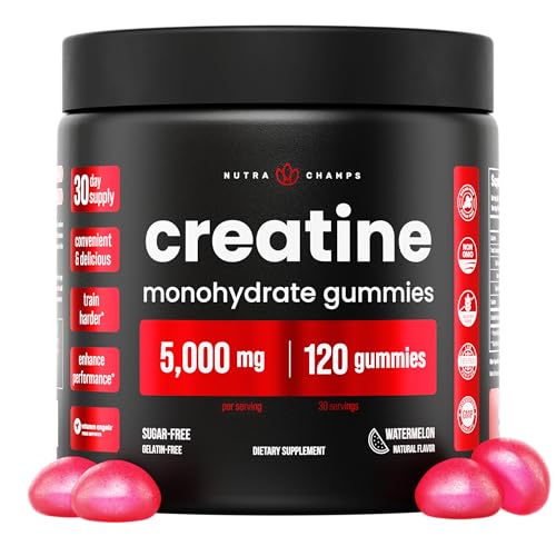 Creatine Gummies for Men & Women - 5g Sugar Free Chewable Creatine Monohydrate Gummies - Supports Protein Synthesis, Muscle Recovery & Workout Performance - 120 Creatine Gummy Chews