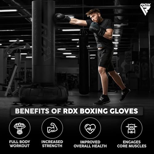 RDX Boxing Gloves Men Women, Pro Training Sparring, Maya Hide Leather Muay Thai MMA Kickboxing, Adult Heavy Punching Bag Gloves Mitts Focus Pad Workout, Ventilated Palm