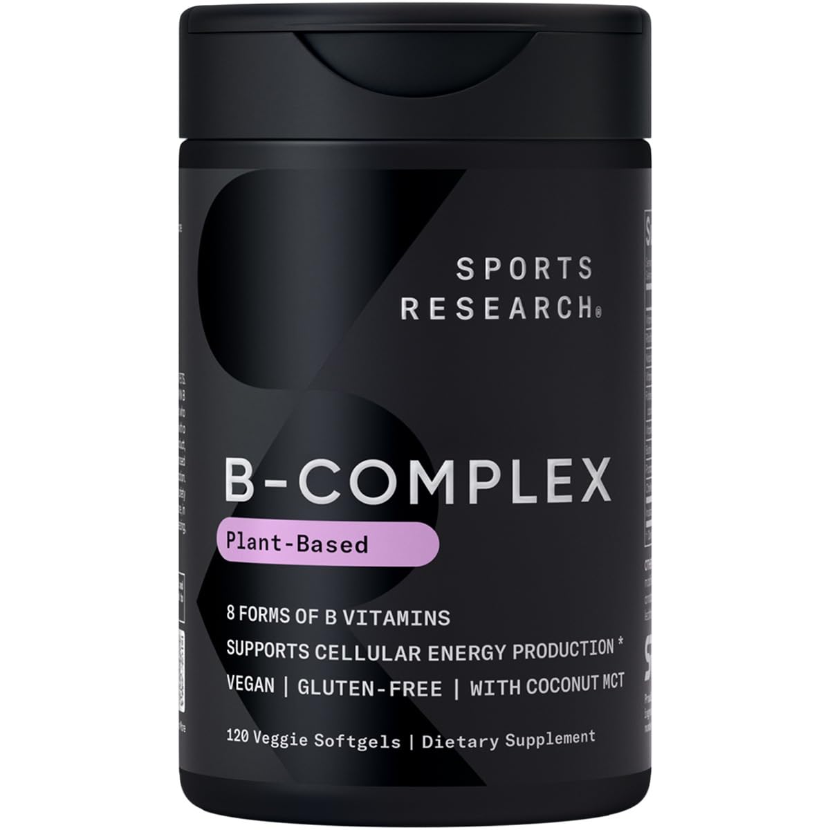 Sports Research Vitamin B-Complex - Full Spectrum of B Vitamins - Plant-Based Vegan-Friendly Formula - 120 Veggie Softgels