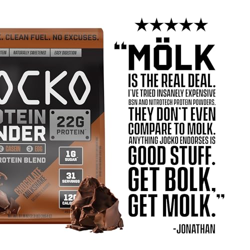 Jocko Molk Whey Protein Powder - Sugar Free - (31 Servings, Chocolate Milkshake)