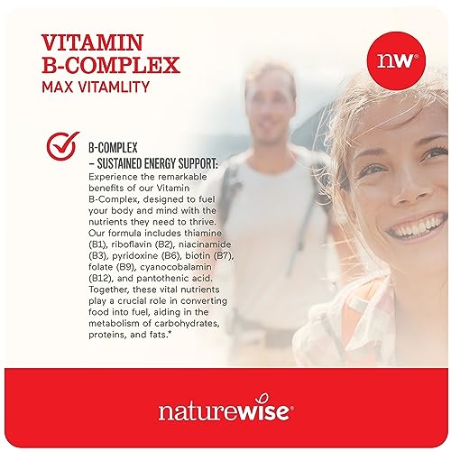 NatureWise Vitamin B Complex for Women and Men - with Folic Acid Biotin B1 B2 B3 B6 B12 - Support Cellular Energy & Mental Clarity - Gluten Free, Non-GMO, Dairy Free - 150 Softgels[5-Month Supply]