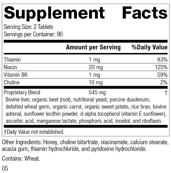 Standard Process Cataplex B - Whole Food Formula with Niacin, Vitamin B6, Thiamine, and Inositol for Heart Health, Metabolism, and Cholesterol Maintenance - 180 Tablets