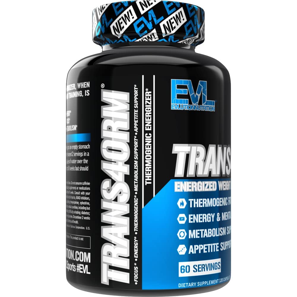 EVL Thermogenic Fat Burner Support - Fast Acting Weight Loss Energy and Appetite Support - Trans4orm Green Tea Fat Burner and Weight Loss Support Supplement for Men and Women - 60 Servings