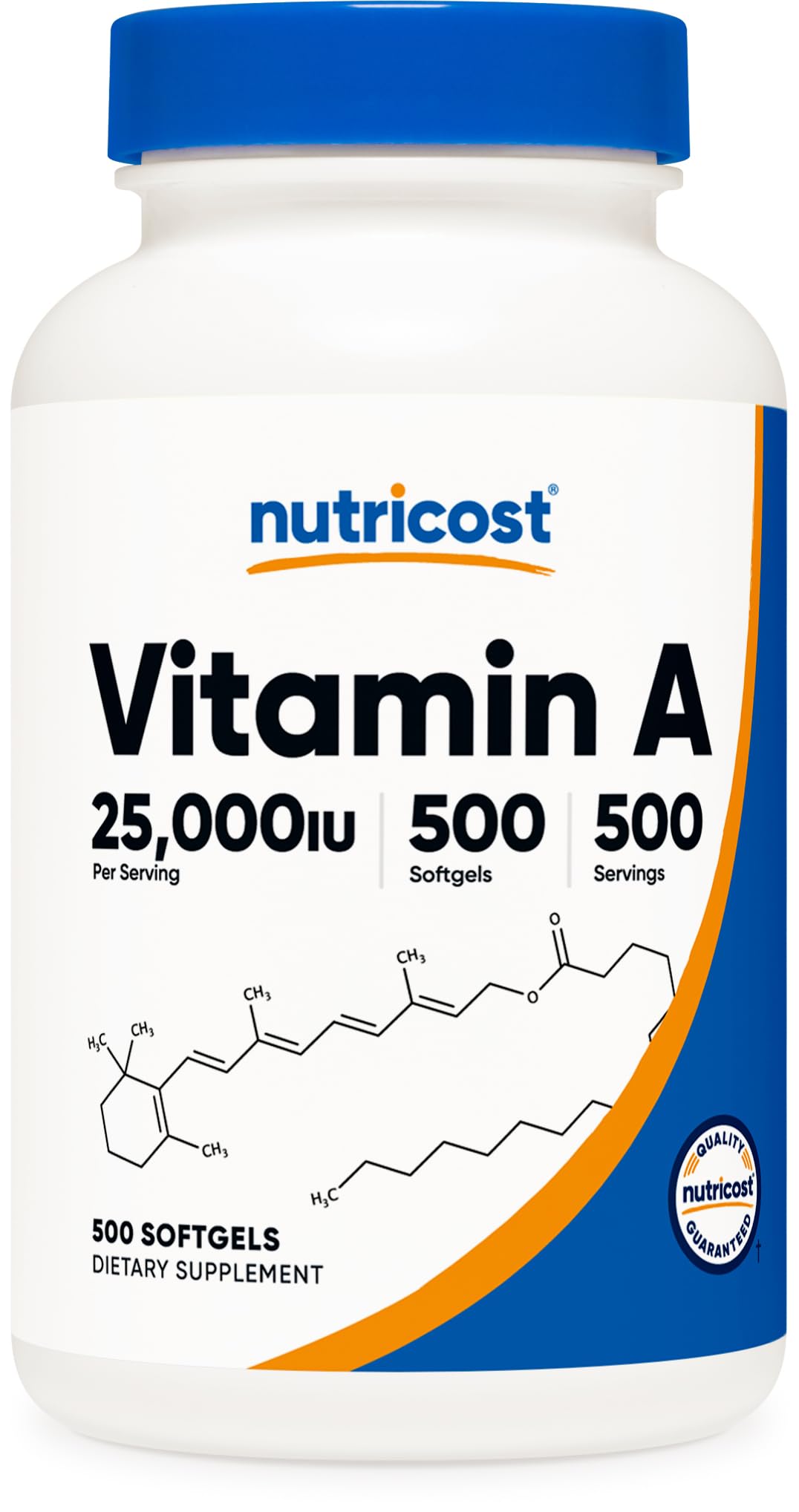 Nutricost Vitamin A 25000 IU, 500 Softgels, Non-GMO, Gluten Free