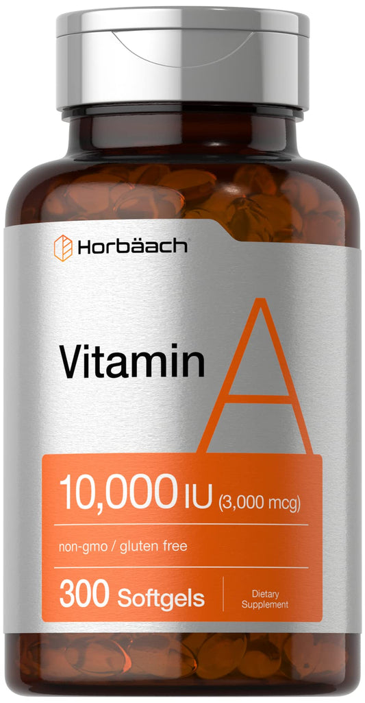 Horbäach Vitamin A 10000 IU Softgels | 300 Count | Non-GMO, Gluten Free Supplement