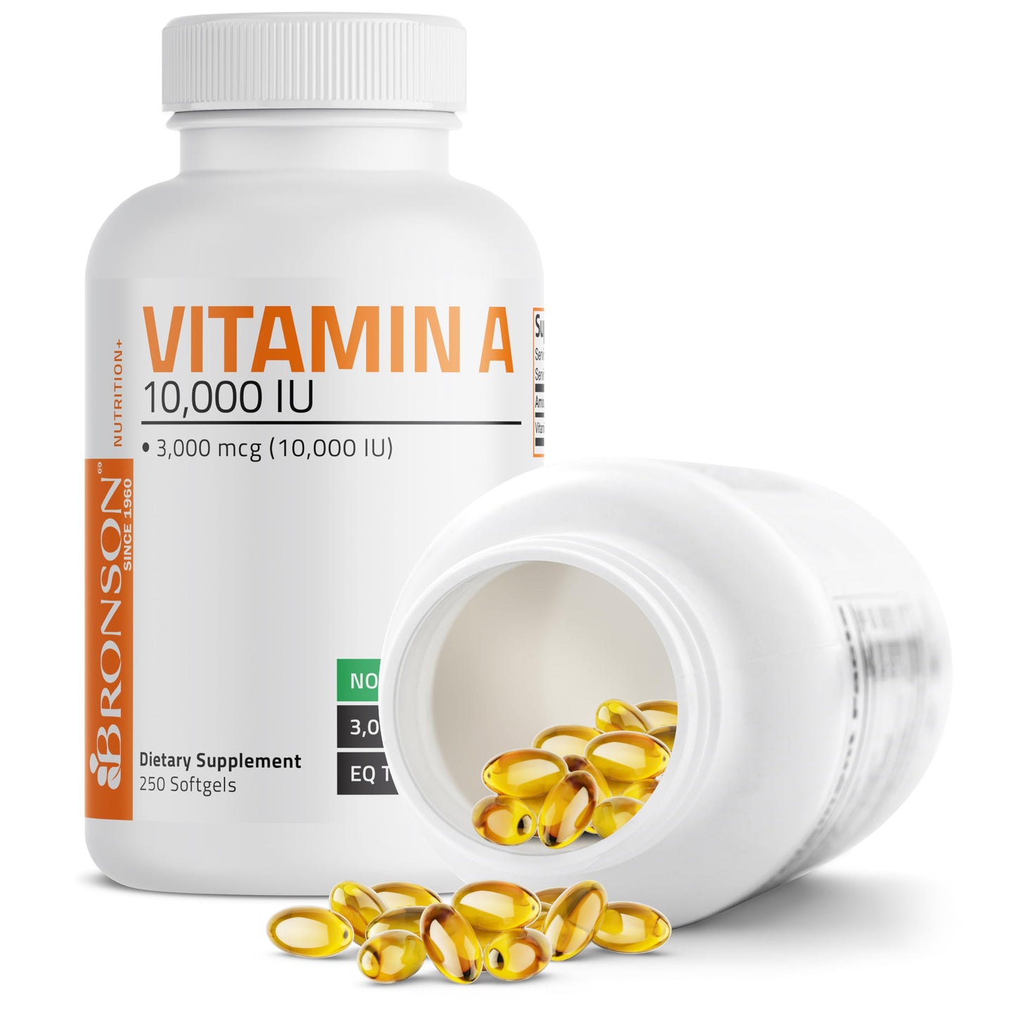 Bronson Vitamin A 10,000 IU Premium Non-GMO Formula Supports Healthy Vision & Immune System and Healthy Growth & Reproduction, 250 Softgels