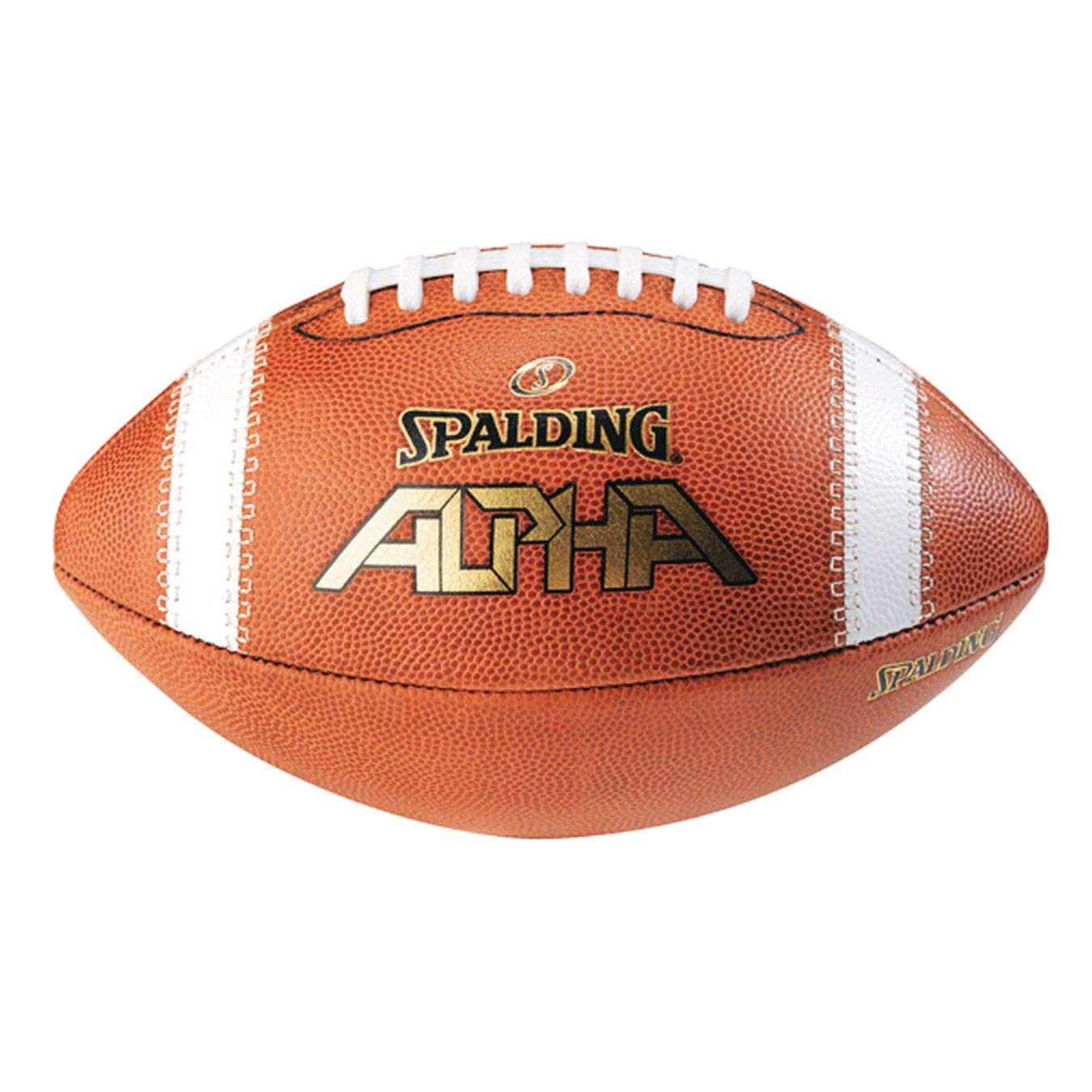 Spalding Alpha Leather Football, Light Brown/Red, Full Size