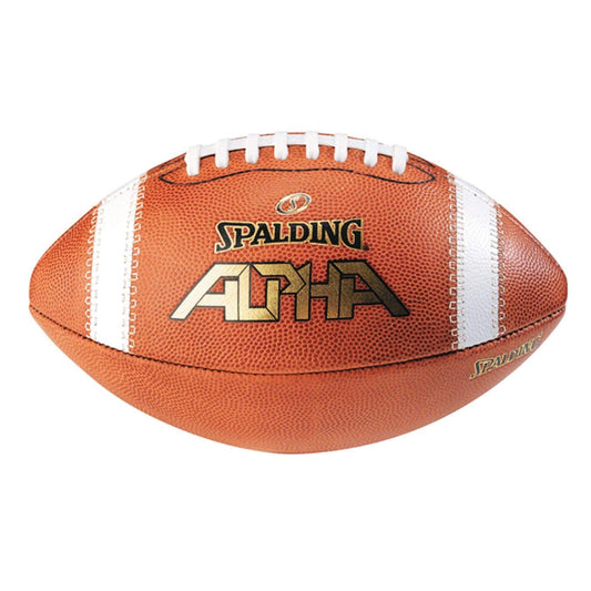 Spalding Alpha Leather Football, Light Brown/Red, Full Size