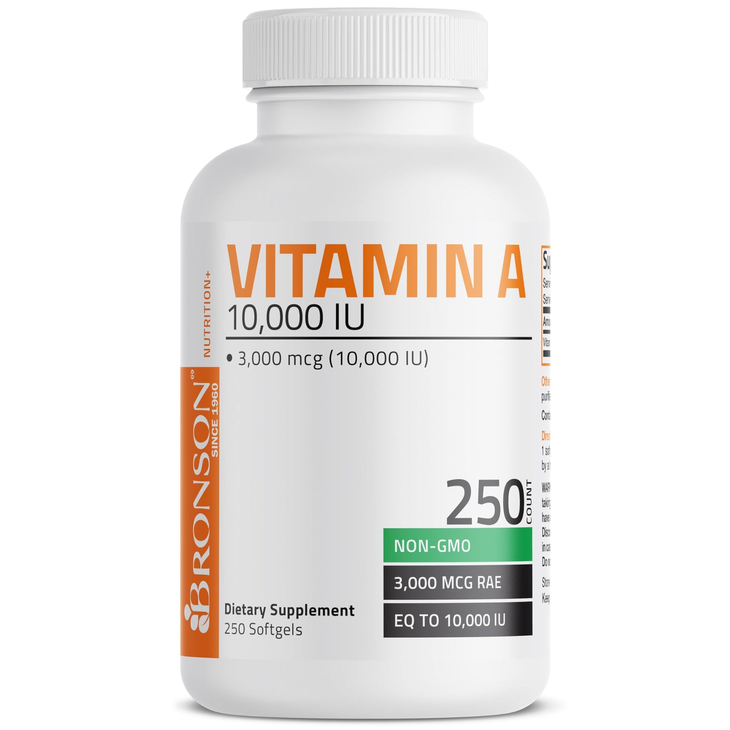 Bronson Vitamin A 10,000 IU Premium Non-GMO Formula Supports Healthy Vision & Immune System and Healthy Growth & Reproduction, 250 Softgels