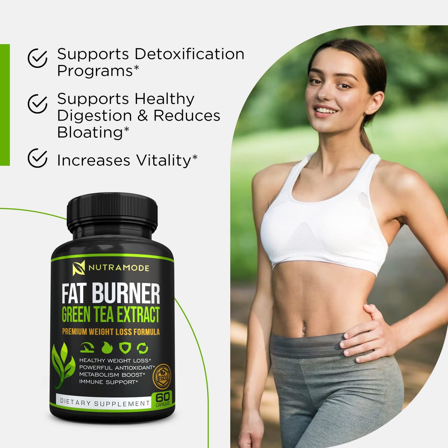 Premium Green Tea Extract Fat Burner Supplement with EGCG-Natural Appetite Suppressant-Healthy Weight Loss Diet Pills That Work Fast for Women and Men-Detox Metabolism Booster to Burn Belly Fat Fast