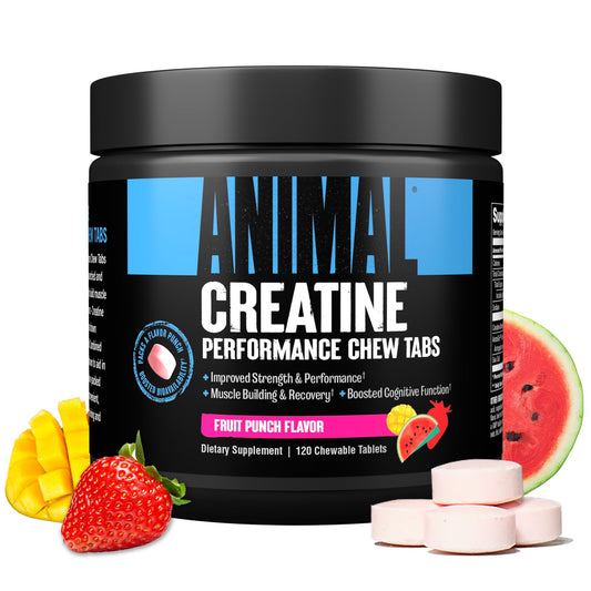 Animal Creatine Chews Tablets - Enhanced Creatine Monohydrate with AstraGin to Improve Absorption, Sea Salt for Added Pumps, Delicious and Convenient Chewable Tablets - Fruit Punch