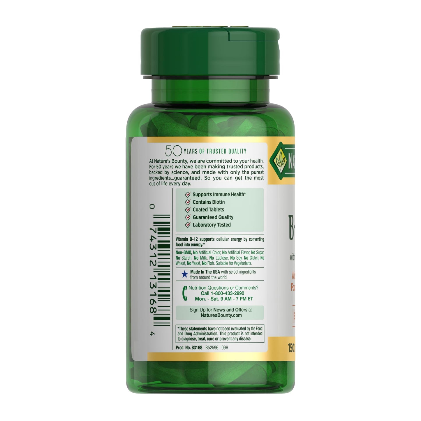 Nature's Bounty Super B Complex with Vitamin C & Folic Acid, Immune & Energy Support, 150 tablets