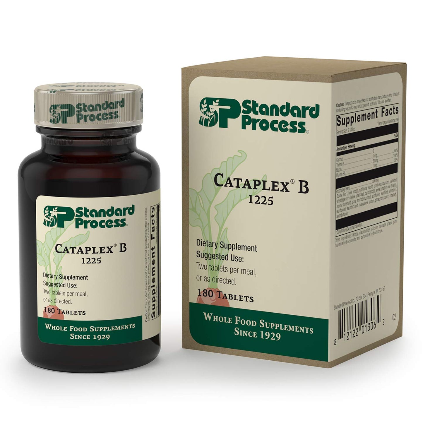 Standard Process Cataplex B - Whole Food Formula with Niacin, Vitamin B6, Thiamine, and Inositol for Heart Health, Metabolism, and Cholesterol Maintenance - 180 Tablets