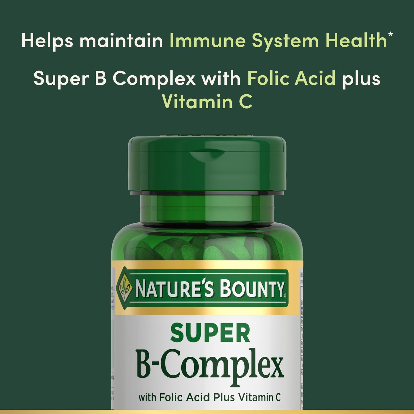 Nature's Bounty Super B Complex with Vitamin C & Folic Acid, Immune & Energy Support, 150 tablets