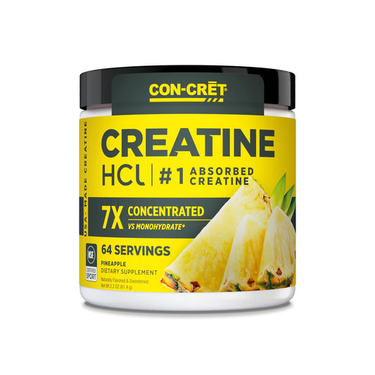 CON-CRET Creatine HCl Powder | Muscle, Cognitive, Cellular Energy Support | No Bloating or Cramps | USA Made & NSF Certified | Pineapple (64 Serving)