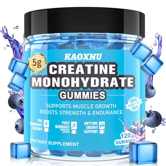 Creatine Monohydrate Gummies 5000mg for Men & Women, 120 CT Chewable Creatine Monohydrate for Muscle Support, Energy Boost, 5g of Creatine Monohydrate per Serving - Sugar Free,Vegan (Blueberry Flavor)