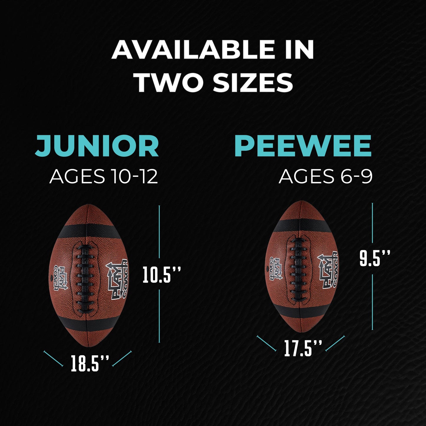 PlayCoach Youth Football in Junior & Peewee Sizes with 10 Basic Passing Routes for Kids 6 to 12 - Endorsed by Drew Brees, Beach Football, Kids Football, Leather Peewee Size Football