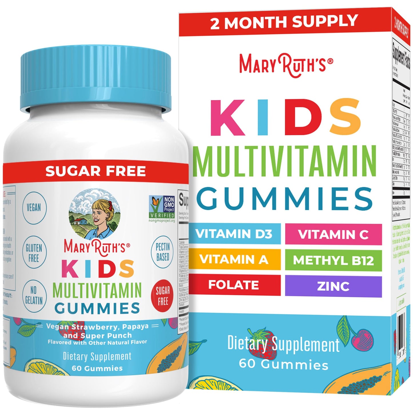 MaryRuth Organics Kids Vitamins | Multi | Sugar Free | 2 Month Supply | Kids Multivitamin Gummies for Ages 2+ | Multivitamin for Kids | Vitamins for Kids | Vegan | Only 1 Gummy a Day | 60 Count |