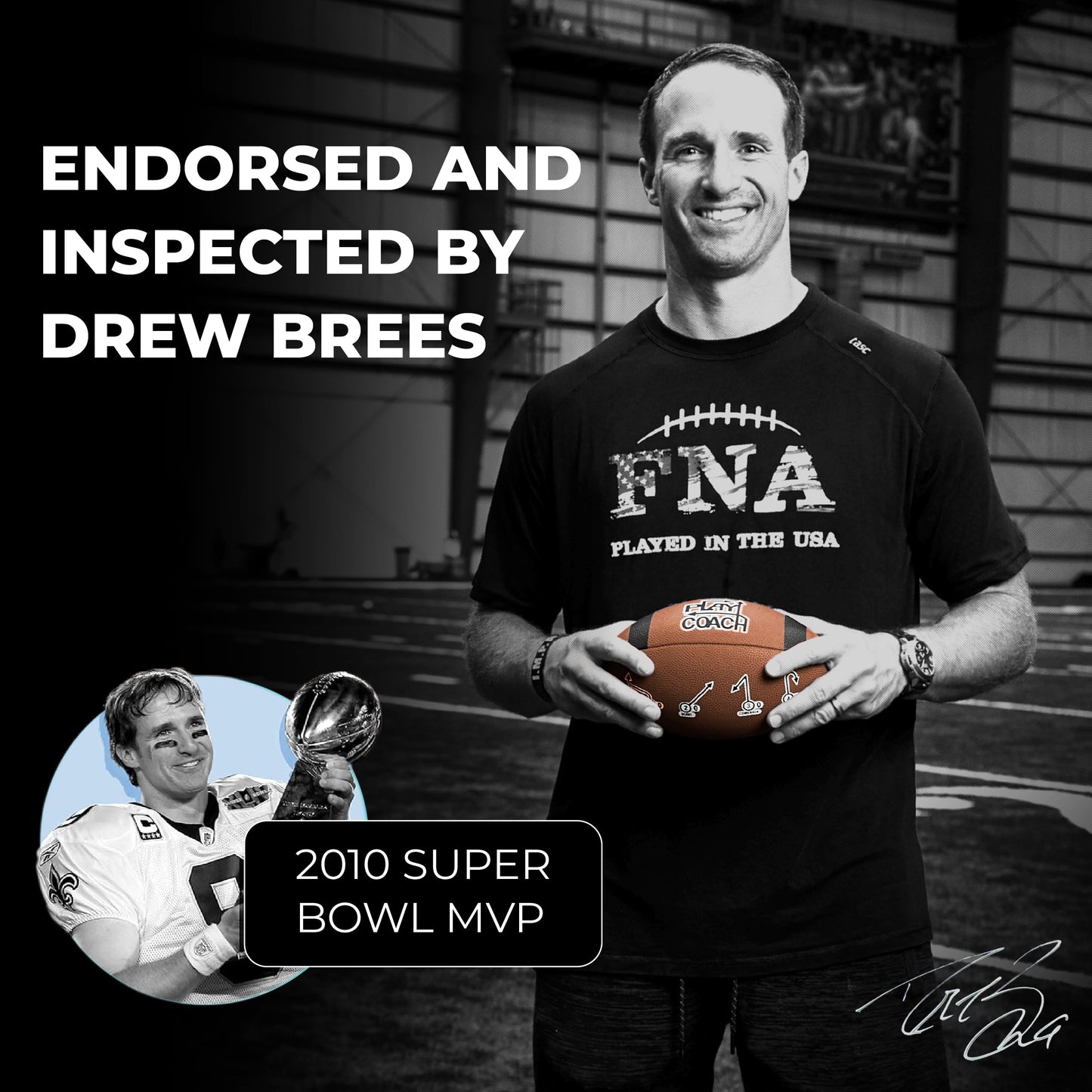 PlayCoach Youth Football in Junior & Peewee Sizes with 10 Basic Passing Routes for Kids 6 to 12 - Endorsed by Drew Brees, Beach Football, Kids Football, Leather Peewee Size Football