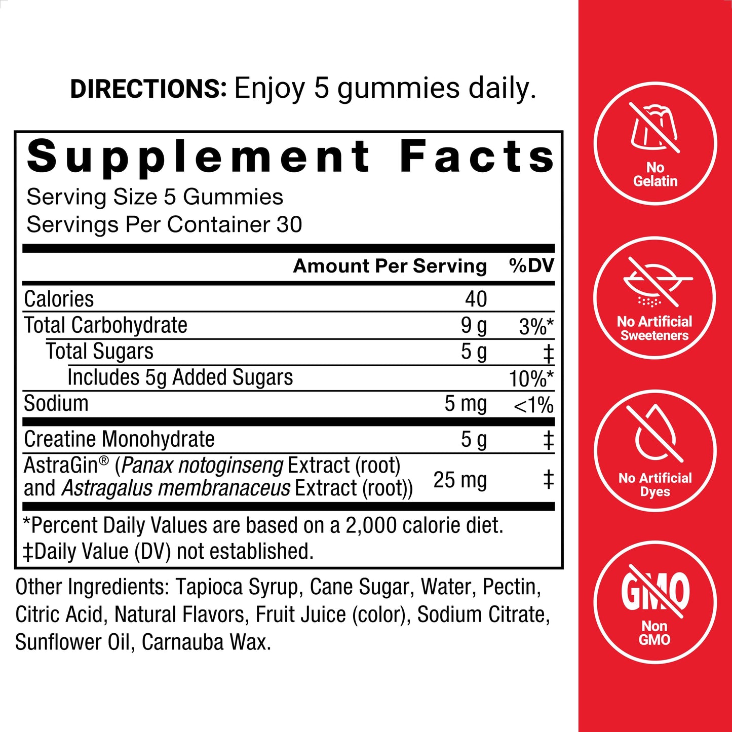 Force Factor Creatine Gummies, Creatine Monohydrate for Muscle Gain, More Strength, and Faster Recovery, Clinically Studied Creatine 5g Dose, Mixed Berry, 30 Servings