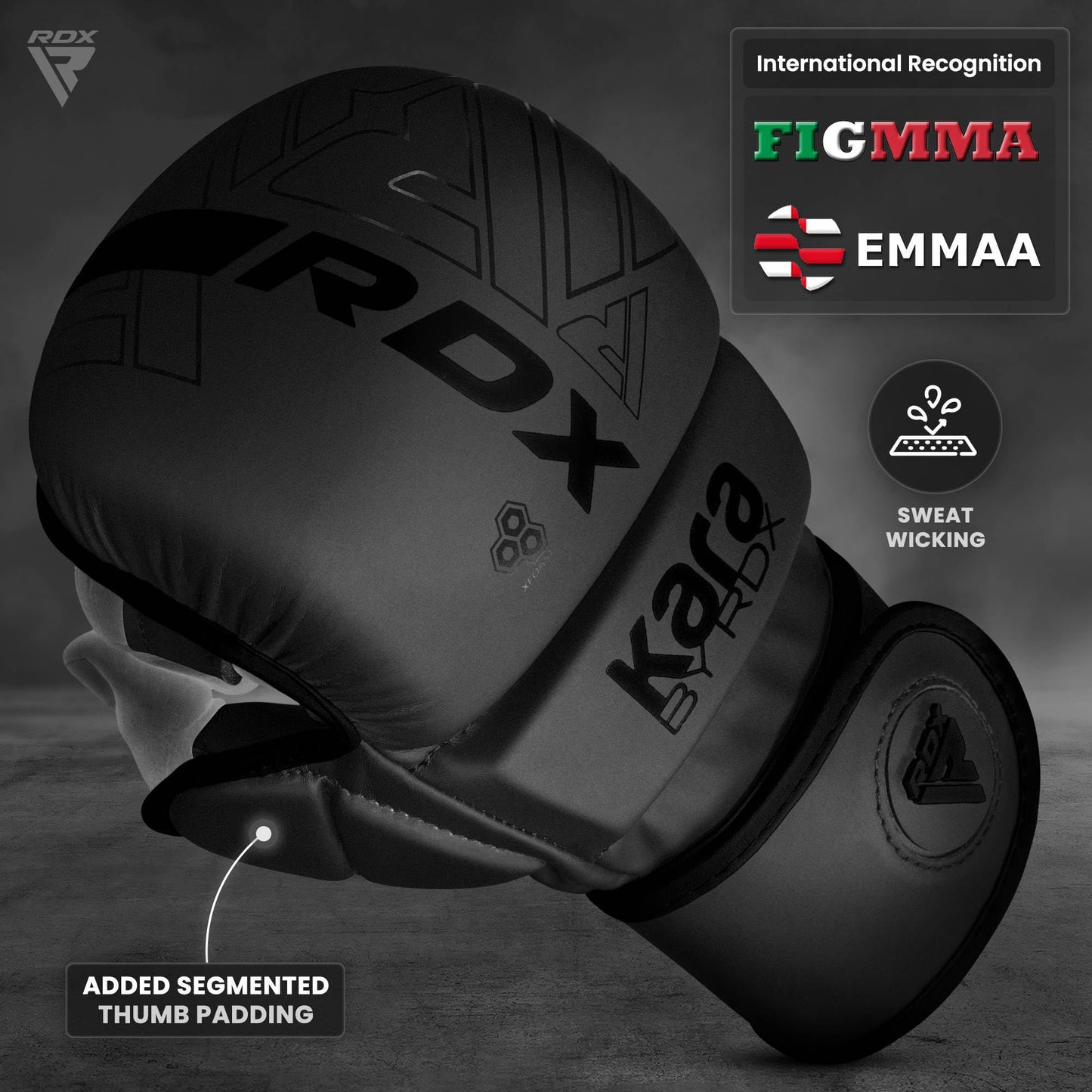 RDX MMA Gloves Sparring Grappling, Hybrid Open Palm Martial Arts Mitts Men Women, Maya Hide Leather Wrist Support, Cage Fighting Combat Sports Boxing Glove Training, Muay Thai, Punching Bag Kickboxing