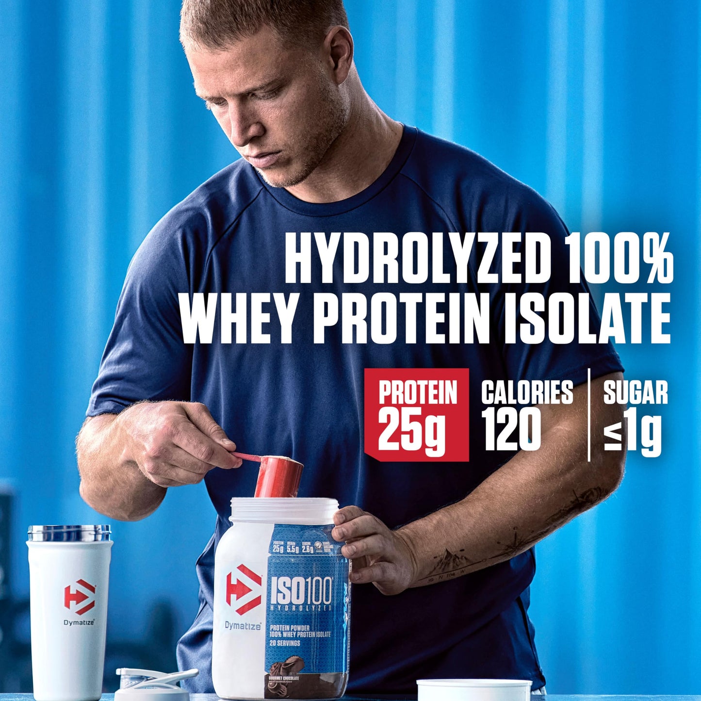 Dymatize ISO100 Hydrolyzed Protein Powder, 100% Whey Isolate, 25g of Protein, 5.5g BCAAs, Gluten Free, Fast Absorbing, Easy Digesting, Gourmet Vanilla, 20 Servings