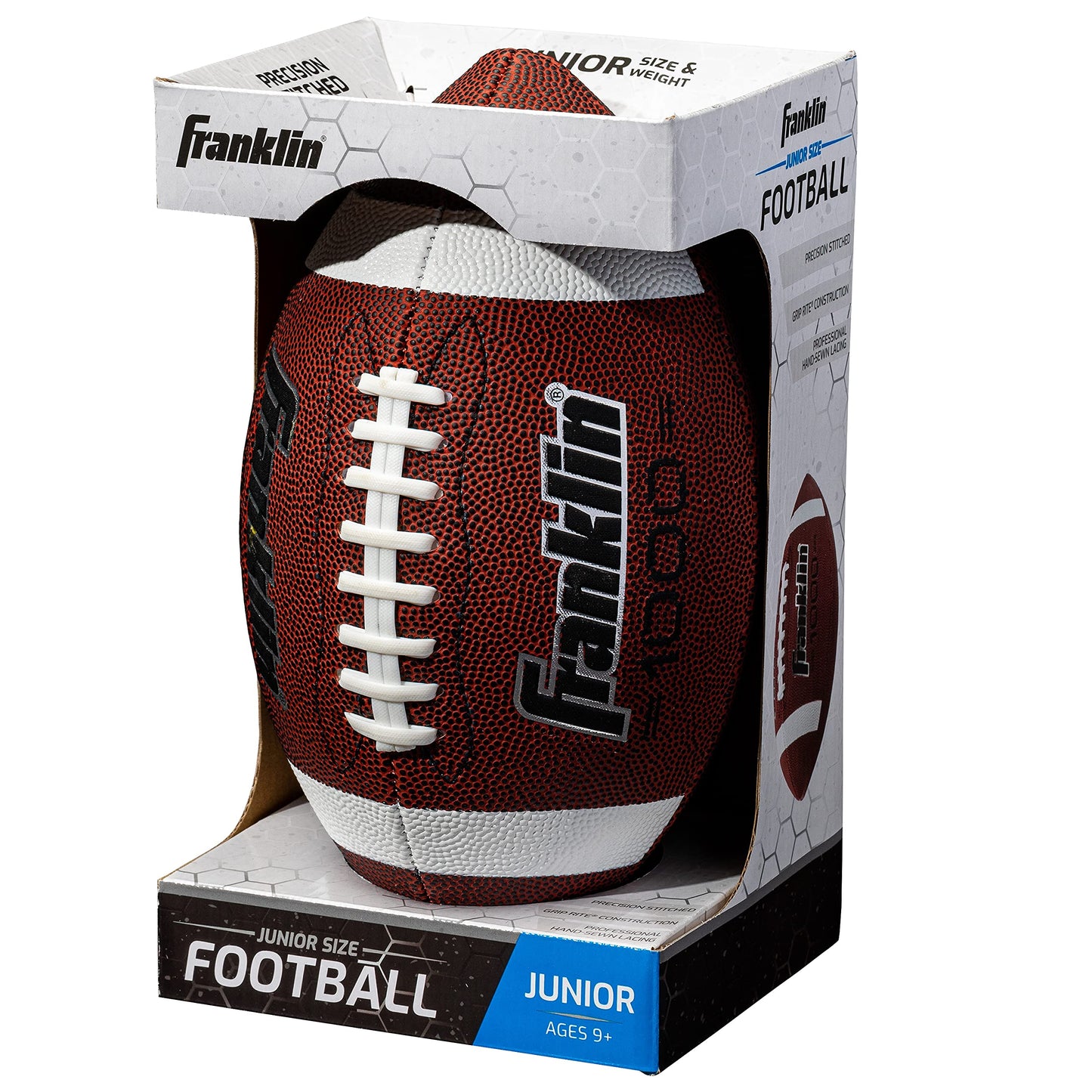 Franklin Sports Official Size Football - All-Weather 1000 Regulation Outdoor Football - Synthetic Leather Adult Size Football - Extra Grip Official Size Football - Brown + White